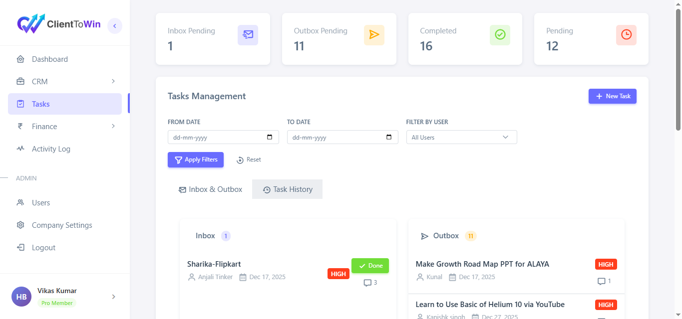 Dashboard Overview